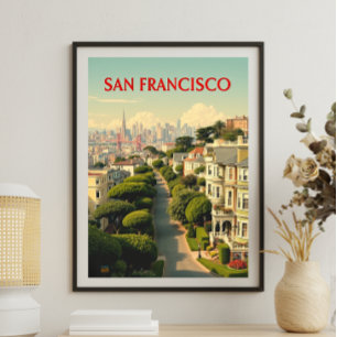 Lombard Street, San Francisco    retro Poster