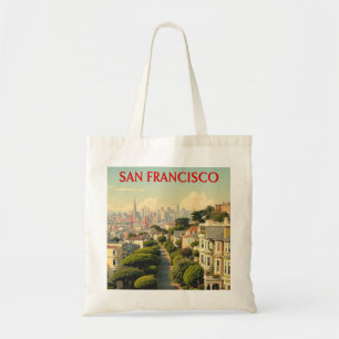 Lombard Street, San Francisco retro Tote Bag