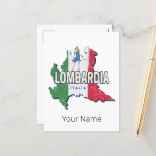 Lombardije Italië Retro Regio Kaart Souvenir