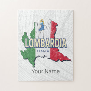 Lombardije Italië Retro Regio Kaart Souvenir Legpuzzel