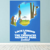 lomond en landkaart van trossachs canvas afdruk (Insitu (Houten vloer))