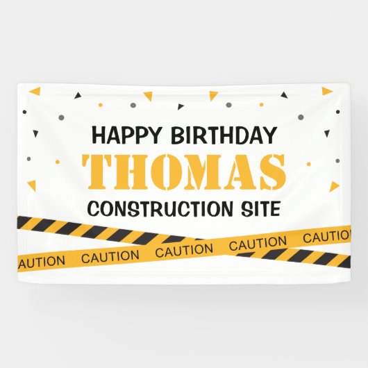 Lona Caution Construction Site Birthday backdrop Spandoek (Horizontaal)