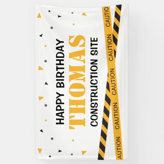 Lona Caution Construction Site Birthday backdrop Spandoek (Verticaal)
