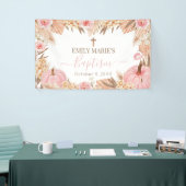 Lona Floral Boho Pampas Pink Pumpkin baptism Spandoek (Beurs)