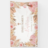 Lona Floral Boho Pampas Pink Pumpkin baptism Spandoek (Verticaal)