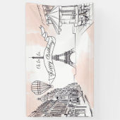 Lona Oh La La Paris backdrop Happy Birthday banner (Verticaal)
