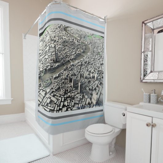 Londen 2015 Stadsplattegrond: Luchtvaart Uitzicht Douchegordijn (In situ)