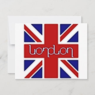 "Londen" ambigram onder Britse vlag