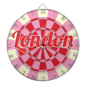 Londen bewerkbare tekst  roze en rood ontwerp dartbord (Voorkant)