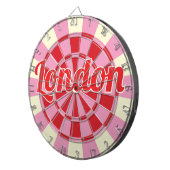Londen bewerkbare tekst  roze en rood ontwerp dartbord (Voorkant Rechts)