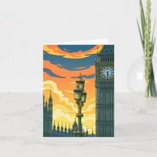 Londen Big Ben bij zonsondergang wenskaart Kaart