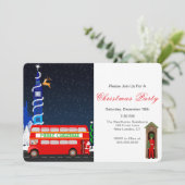 Londen Big Ben Double Decker Bus Vrolijk Kerstfees Kaart (Staand voorkant)