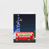 Londen Big Ben Double Decker Bus Vrolijk Kerstfees Kaart (Voorkant)