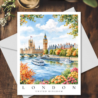 Londen Big Ben Engeland Aquarel Reizen Briefkaart
