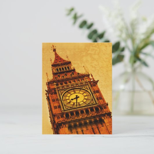 Londen, Big Ben grunge Briefkaart (Staand voorkant)