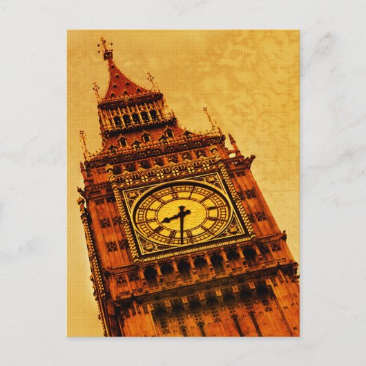 Londen, Big Ben grunge Briefkaart (Voorkant)