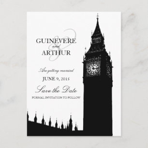 Londen Big Ben Modern Wedding Save the Date Aankondigingskaart