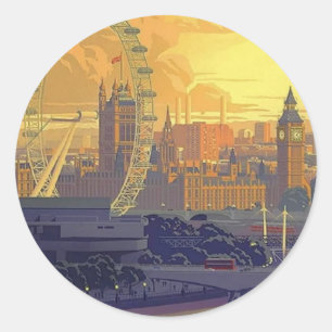  Londen Big Ben Parlement Thames River Ronde Sticker