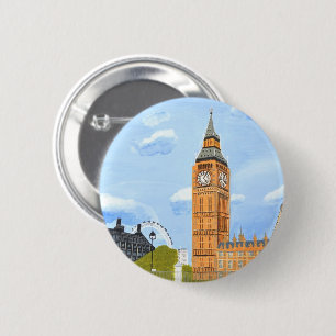 Londen Big Ben Ronde Button 5,7 Cm