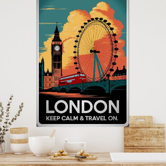  Londen – Blijf kalm en reis verder Poster (Keuken)