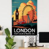  Londen – Blijf kalm en reis verder Poster (Thuiskantoor)
