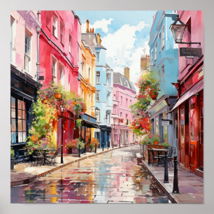 Londen Bohemian stijl Waterverf schilderij Poster