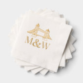 Londen Bridge LG Ampersand Paar Bruiloft 2 Init Folie Servetten (Insitu (Gestapeld))