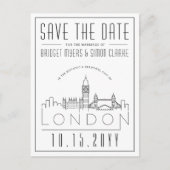 Londen bruiloft | Gestileerde skyline De datum ops Briefkaart (Voorkant)