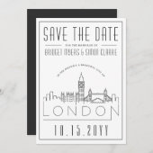 Londen bruiloft | Gestileerde skyline De datum ops Kaart (Voorkant / Achterkant)