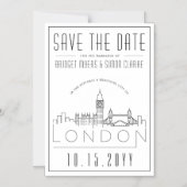 Londen bruiloft | Gestileerde skyline De datum ops Magnetische Uitnodiging (Voorkant)