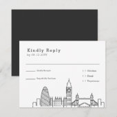 Londen bruiloft | RSVP-kaart + voedselkeuze RSVP Kaartje (Voorkant / Achterkant)