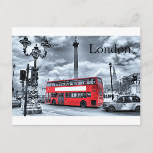 LONDEN BUS in zwart-wit (St.K.) Briefkaart