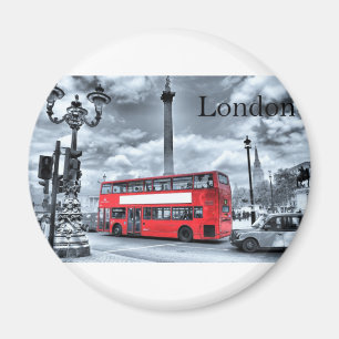 LONDEN BUS in zwart-wit (St.K.) Magneet