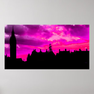 Londen City Sunset Panorama UK Travel Poster