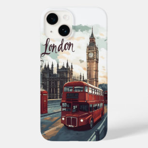 Londen CityScape met Double-Decker Bus & Big Ben Case-Mate iPhone 14 Hoesje