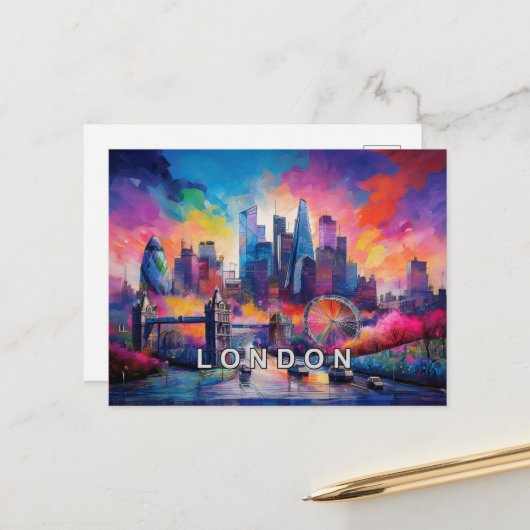 Londen de grote rook briefkaart (Voorkant / Achterkant in situ)