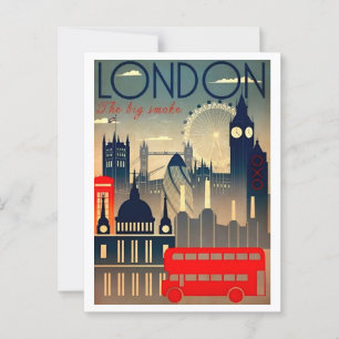 Londen de grote rook reizen vakantie retro briefkaart
