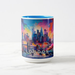 Londen De Grote Rook Skyline Tweekleurige Koffiemok
