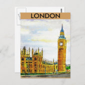 Londen. De huizen van het Parlement. Briefkaart (Voorkant / Achterkant)