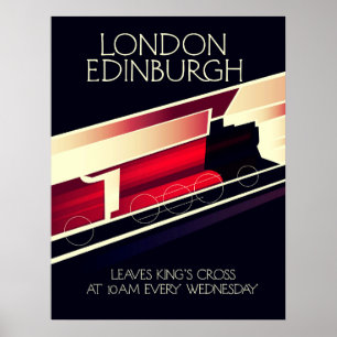 Londen Edinburgh Locomotief vintage stijl poster