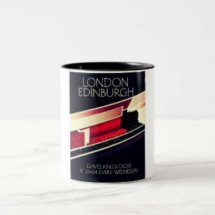 Londen Edinburgh Locomotief vintage stijl poster Tweekleurige Koffiemok