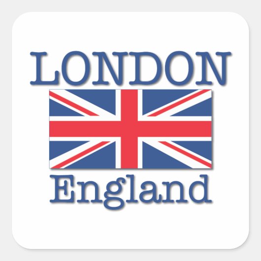 Londen en Union Jack Vierkante Sticker (Voorkant)