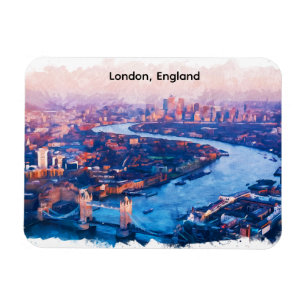 Londen Engeland Aquarel Luchtbeeld Stadsgezicht Magneet