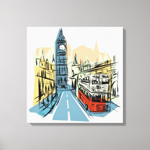 Londen Engeland artistieke stadsgezicht muurdoek Canvas Afdruk