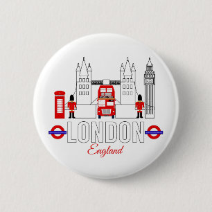 Londen, Engeland Badge Ronde Button 5,7 Cm