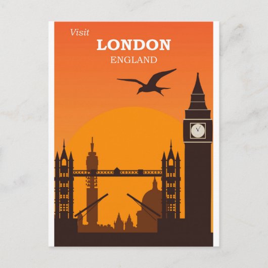 Londen Engeland Bezienswaardigheden Vintage Travel Briefkaart (Voorkant)