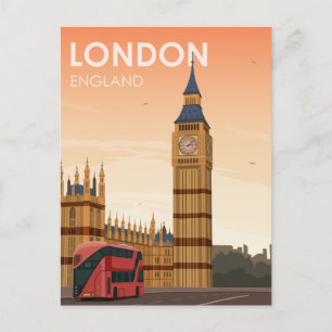 Londen Engeland Big Ben bij Sunset Vintage Travel Briefkaart