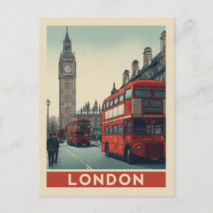  Londen Engeland Big Ben Red Bus Travel Briefkaart