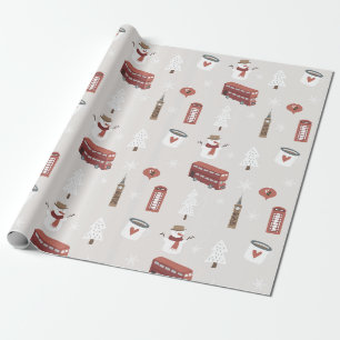 Londen Engeland Brits kerstinpakpapier Cadeaupapier
