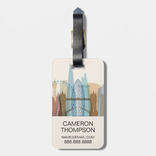 Londen, Engeland | City Skyline Bagagelabel (Achterkant verticaal)